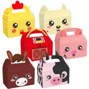 12PK Farm Animals Candy Box - Cow Donkey Pig Chicken Print Gift Box for Barnyard Theme Kids Birthday Party Favours