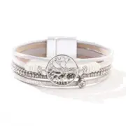 Leather Handcrafted Versatile Boho Style Alloy Tree Of Life Bracelet Jewelry In-