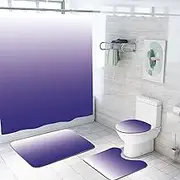 BOYOUTH Purple Gradient Pattern Digital Print 4Pcs Shower Curtains Sets with Bath Mat,Contour Rug,Toilet Lid Cover for Bathroom Decor