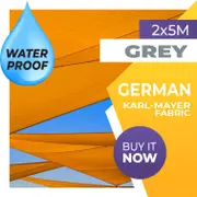 WATERPROOF SHADE SAIL RECTANGLE GREY 2mx5m 5mx2m 5m x 2m SUN 2x5 5x2 5x2m 5 x 2