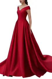 [TRACY STUDIO] EMMA BALL GOWN OFF-SHOULDER TAFFETA EXTRA LONG LENGTH DRESS BLACK XL