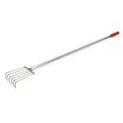 6 Teeth Claw Rake 39.76-inch Stainless Steel Rake with Rubber Handle Silver Tone