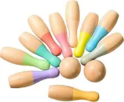 BEACENOV Wooden Bowling Set for Kids, Wooden Toddler Toys Bowling Set, Toddler Indoor or Outdoor Sports Games & Toys for Baby Boys Girls Ages 3-7 Years Old,12Pcs Wood Bowling Pins and Balls