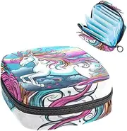 Period Bag,Sanitary Napkin Storage Bag,Unicorn and Rainbow Clouds,Tampon Bag for Purse