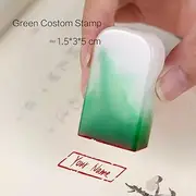 Customized Signature Stamp - Clear & Crisp Impressions, Personalized Fancy Stamp for Business or Home (Green Plus)