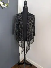 NWT Chico's Travelers Dew Drop Luciana Jacket Black Mesh Open Front - 0 (S/4)