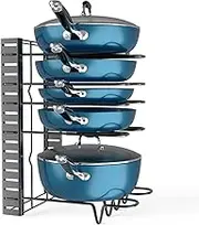 naul Installation-Free Floor Storage Rack, Folding Metal Household Kitchen Pot Rack, Multi-Layer Shelf Shelf for pots Eight-Layer(4.5wirediameter)