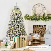 Mazam Christmas Tree 1.8M 6FT Xmas Trees Decorations White Snow Flocked 600 Tips