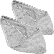 COOLHIYA 2pcs Dry Hair Cap Coral Fleece Hair Drying Hat Absorbent and Quick-Drying for Women