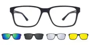 Rectangle Clip-On Plastic Men's Glasses Online Blue Size 54 - Lenses Included - Private Health Rebate - Blue Light Block - SmartBuy Collection
