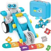 WhalesBot B3 Pro 24-in-1 Mint Robot Clamping Blocks Programming Without Screen with Coding Pen & Cards, Creative Kit with Interactive Story Book, Ideal Toy Gift for Children from 4 Years