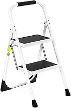 Step Ladder,2 Step Stool Ergonomic Folding Step Stool with Wide Anti-Slip Pedal 430 lbs Sturdy Step Stool for Adults Multi-Use for Household, Kitchen，Office Step Ladder Stool (White)