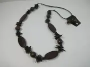 new set Paparazzi jewelry set of wood earrings with wood coconut shell necklace