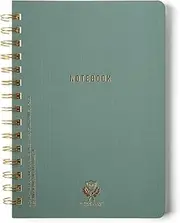 DesignWorks Ink A5 6" x 8.25" Juniper Green Textured Paper Notebook Journal with Gold Accents, Lined Pages, and Durable Spiral Binding for Work, Writing, Journaling