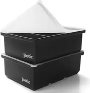 Silicone Freezer Tray With Lid - Silicone Freezer Tray for Soup Cube- Large Ice Cube Tray,Silicone Freezer Container,Freeze & Store Soup, Sauce, Broth - Makes 3 Perfect 1 (Black 2 Pack)