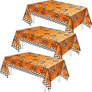 Dirt Bike Birthday Party Decorations Tablecloths Dirt Bike Table Covers Checkered Racing Motorcycle Theme Party TableCovers Disposable Table Cover Moto Party Favors Party Supplies (3 Pieces)