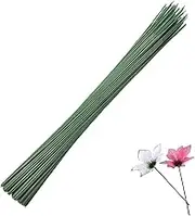 WUMUZAI 100 Pieces Floral Wire Stems 14 Gauge, Flower Wire Stems for Bouquet Craft, Green Florist Wire for Paper Flower Artificial Flower Arrangement DIY Making Supplies, 35cm