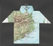 Origami Map Shirt Spain, France, Andorra, Barcelona, Perpignan, Girona, Terrassa