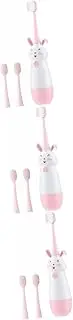FRCOLOR 3 Sets Boys and Girls Toothbrush Electric Sonic Vibrates Soft Bristles 3 Replacement Heads Fun Cartoon Design