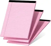 3 Pcs Legal Pads 8.5 x 11 Pink Note Pads 8.5 x 11 Notepad Total 75 Sheets, Micro Perforated Writing Pads Color Lined Paper College Ruled Pad of Paper Notebook To-Do List for School & Office Supplies