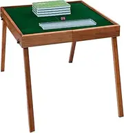 DYUNCZ Portable Folding Mahjong Table, Mahjong Table with 144pcs 26mm Mahjong Tiles Set, Foldable Wooden Table with Storage Bag, Ruler, Dice, for Household Outdoor Recreation Party Travel(Green)