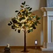 Lighted Magnolia Tree 4FT 165 LED Fairy Lights, Artificial Greenery Tree with Li