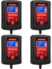 [4-Pack]1.75-Amp Car Battery Charger, 6V and 12V Smart Fully Automatic Batter...