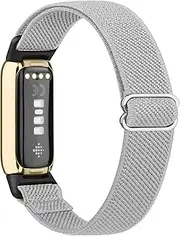 Tobfit Stretchy Band Compatible with Fitbit Luxe Bands for Women Men, Solo Loop Straps Elastic Braided Wristbands Replacement for Fitbit Luxe Bands, Grey