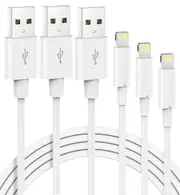 [3-PCS] USB to Lightning 2M Fast Charger Charging Cable For iPhone 14/13/12/11/X/iPad 7th/8th/9th Gen - White