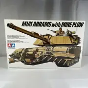 1/35 TAMIYA U.S. M1A1 Abrams With Mine Plow 35158 Tank Model Kit Never Used 1992