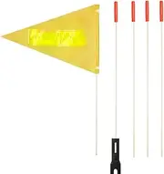 Bike Safety Flag with Pole 6-Feet Adjustable Height Heavy Duty Fiberglass Pole Polyester Tear-Resistant Waterproof (Yellow with Reflective Strip)