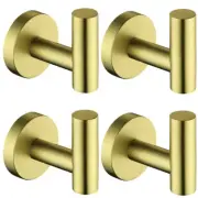 J-Hook Robe/Towel Hook in Stainless Steel Brushed Gold (4 Pack)