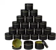 Black Tins 4Oz, Bulk Making Tins 24 Piece Containers, Jars for Candle Making - B