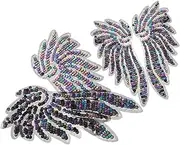 HOODANCOS 2 Pairs Glitter Wing Design Clothes Applique DIY Garment Decor Easy Embroidery Clothes Patch for Costumes and Fashion Accessories