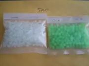 500 PCS. 5MM. SOFT GLOW PLASTIC LURE BEADS-.036 HOLE, CLEAR/GREEN 250 EACH.