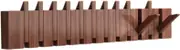 Contemporary Wall Mounted Coat Rack with Swinging Hooks for Entryway Storage, Walnut Color 12 Key