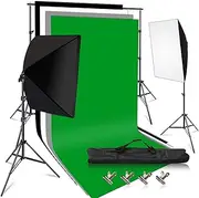 VOLKWELL Photo Studio Soft Box Lighting Kit, Bulb Lamp 2 Reflectors for Portrait Product Fashion Shooting Professional Photography Continuous Light Studio Equipment. (softbox+ Backdrop Lighting kit)