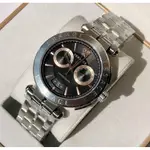 VERSACE AION CHRONOGRAPH 黑色錶盤 銀色不鏽鋼錶帶 石英 雙眼計時 男士手錶 VE1D01019