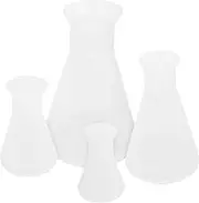 iplusmile 4Pcs Plastic Conical Flask Glass Flask Erlenmeyer Flask Experiment Flask Cone Graduated Flasks Science Laboratory Tool (50ml/100ml/250ml/500ml)