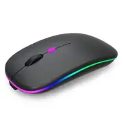 Wireless Bluetooth Mouse Rechargeable Laptop Mouse with LED Use Black