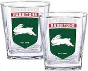 South Sydney Rabbitohs NRL Set of 2 Spirit Glasses 250ml Glass Logo Design