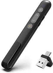 Presentation Clicker for Powerpoint Presentations, Wireless Presenter Remote USB C&USB A 2 in 1, Power Point Slide Clickers for Open Hyperlinks & Volume Control Windows/Mac