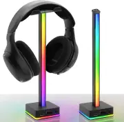 USB LED Light Bar Headphones Stand, Desktop Atmosphere RGB Backlight,50 Built-In