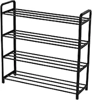 AidiOn 4 Tier Shoe Rack,Heavy Duty Metal Footwear Boot Trainer Storage Rack Organiser Hallway, Bedroom, Quick Assembly No Tools Required 64 X 20 X 62 Cm,Five Floors