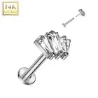 Piercing Labret Ear White Gold 14 Carat Three Chopsticks