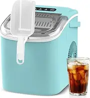 Advwin Ice Maker Countertop, Portable Ice Maker Machine with Handle, Self-Cleaning Ice Makers, 12KG/24H, with Ice Scoop and Basket, for Home/Office/Kitchen, Green