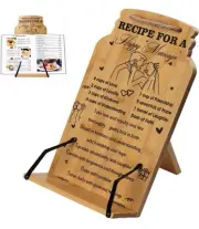 Wedding Conversion Words On Bamboo Stand Holder 4 CookBook, iPhone, Tablet New