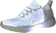 [EliteShine] Fiber Optic Light Up Flashing Shoes Fashion Party Sneaker, White, 12 Women/11 Men