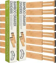 Versatile Bamboo Drawer Organizers - 8-Piece Adjustable Dividers for Tidy Spaces