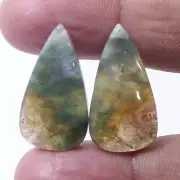 26.30Cts Natural Radiant Red Moss Agate Gemstone Pear Cabochon Matched Pair